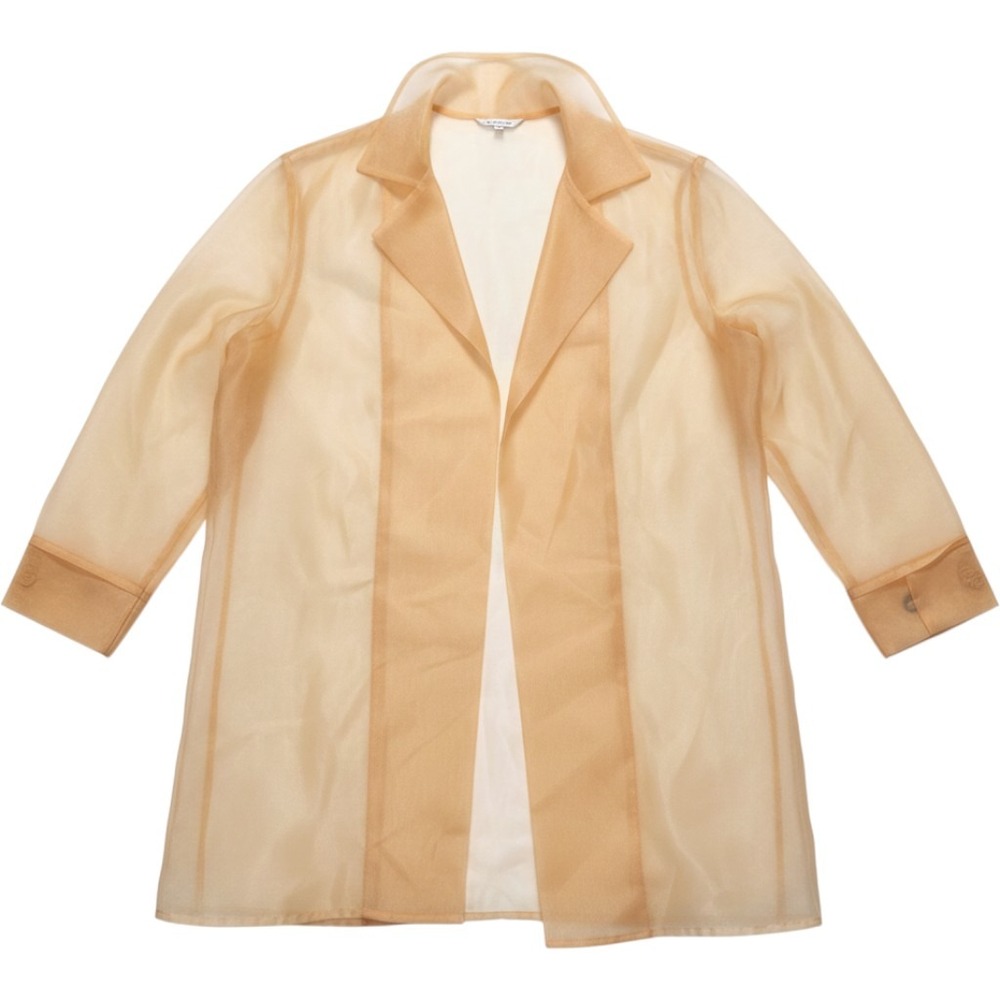 Happyday New York Sheer Organza Duster Overcoat Peach Apricot Open Front Korea